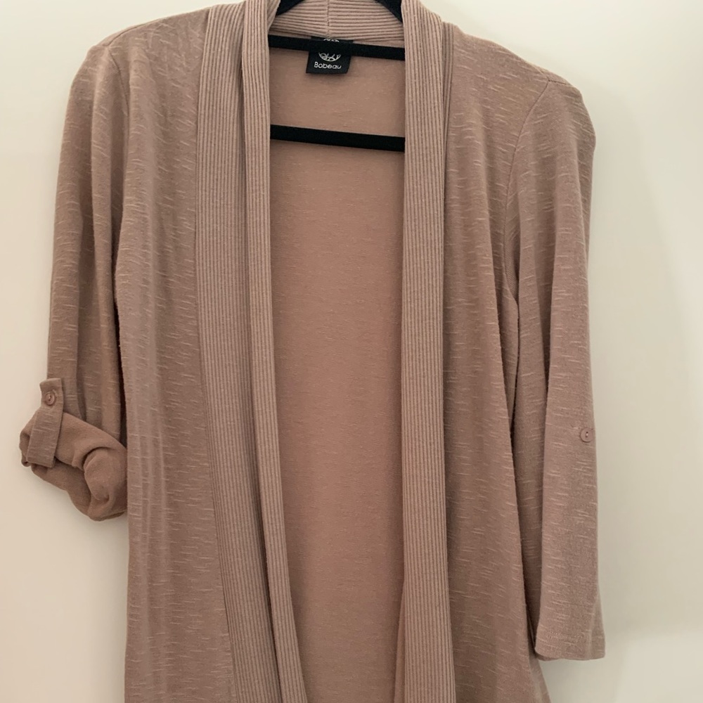 Bobeau open front cardigan, tan size M